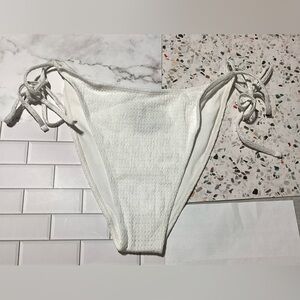 Lulus White Textured Side Tie High Cut Bikini Bottoms Size XL
